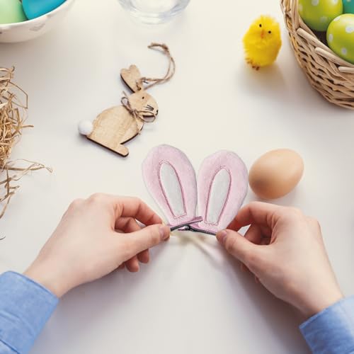 2 Pairs Bunny Ears Hair Clips Easter Rabbit Ears Hair Clips Pink Bunny Ears Halloween Buuny Costume Easter Accessories