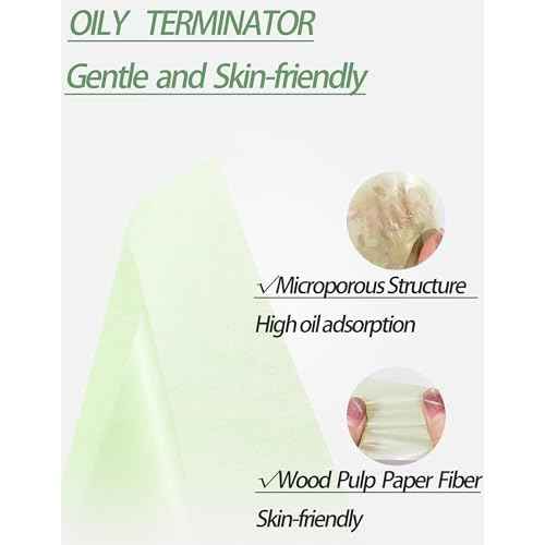 Oil Blotting Paper - 300 Sheets w/Mirror, Puff & Refills, Absorbs Excess Face Oil, Controls Shine, Gentle for Makeup Use