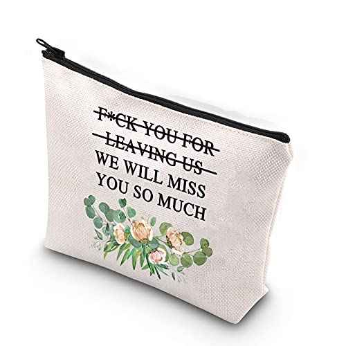 WCGXKO Funny Coworker Leaving Gift We Will Miss You So Much Going Away Gift For Colleague Zipper Pouch Makeup Bag (For Leaving us)