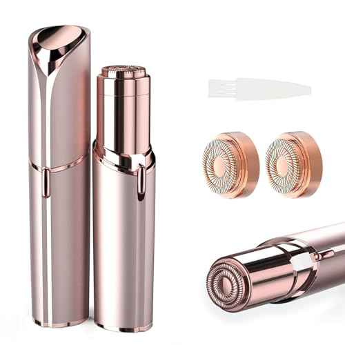 Women Facial Hair Removal Device Battery Operated with 2 Replacement Heads,Ladies Face Shaver for Peach Fuzz Upper Lip,Chin,Facial Hair Removal for Women