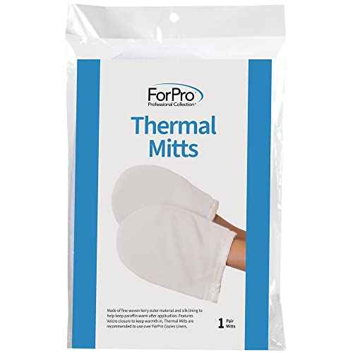ForPro Professional Collection Thermal Mitts for Paraffin Heat Therapy Spa Treatments, Insulates and Retains Heat, Fits All Hand Sizes, White, One-Pair