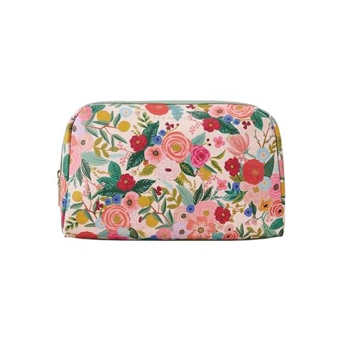 RIFLE PAPER CO. Garden Party Large Cosmetic Pouch for Storing Small Accessories, Includes Gold Zipper, Printed in Full Color with Stylized Pattern and Foil Stamped Logo