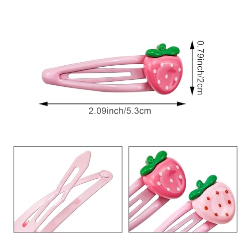 20 PCS Cute Strawberry Pink Y2K Hair Clips, Metal Snap Hair Barrettes for Women Hair Accessories for Women Girls Sweet Bangs Clip 2000s Decorative Hair Clips Y2k Accessories