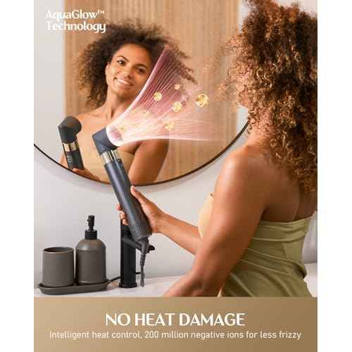 FanttikSolo 6 in 1 AirWave Air Auto Wrap Styler, Ionic Hair Dryer Brush for Curling, Straightening, Volumizing and Drying, Hair Multi-Stylers with Storage Bag, Curlers, Smooth Brush, Concentrator