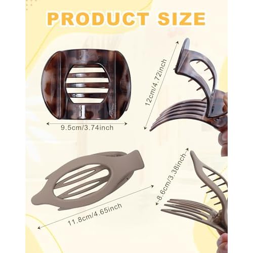 6 PCS French Flat Hair Clips for Women 2 Styles Large Matte Flat Claw Clips Strong Hold No-Slip French Hair Barrettes for Thick Thin Hair(Leopard + Brown)