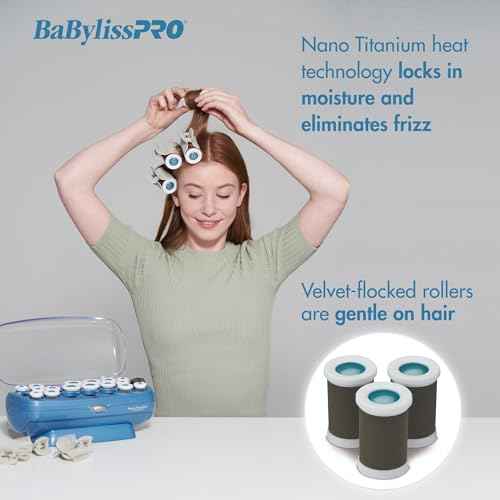 BabylissPRO Nano Titanium Professional 12 Count Jumbo Hot Rollers and 10 Clips Bundles