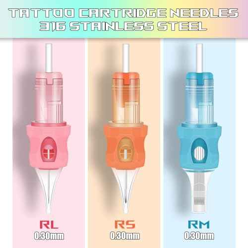 ATOMUS 50pcs Tattoo Cartridge Needles Size #10 RL RS RM M1 Tattoo Needles for Tattoo Gun Pen Supplies (#2)
