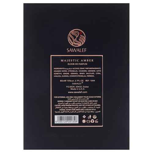 Swiss Arabian Sawalef Majestic Amber - Elegant Body Mist - Intense Long-Lasting Scent - Floral and Fruity Fragrance - Suitable for Daily Wear - 2.7 oz EDP Spray
