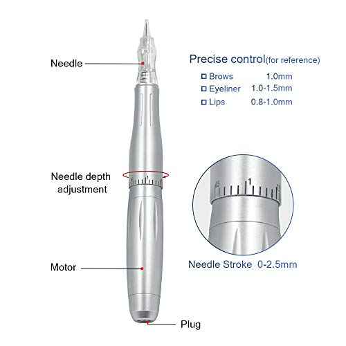 Eyebrow Tattoo Machine Pen - BIOMASER Profession Rotary Permanent Makeup Tattoo Pen Tattoo Gun Eyebrow Carving Kit for P300 with 3 Cartridge Needles for Eyeliner Lip Counter