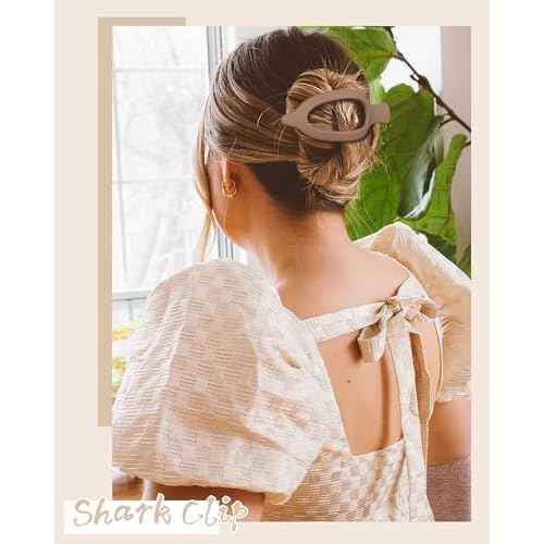 French Flat Hair Clips for Women - 6Pcs Flat Hair Claws for Thin Thick Hair Strong Hold No Slip Grip Hair Claw Clips for Women Girls (Matte(Neutral colors))