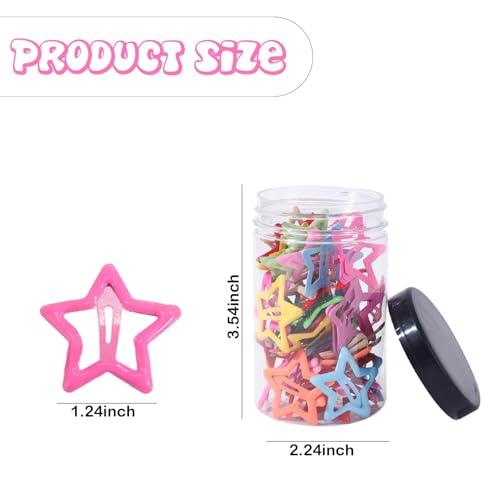 Star Hair Clips: 50PCS Non-Slip Metal Snap Barrettes - Colorful Y2K Star Hair Accessories