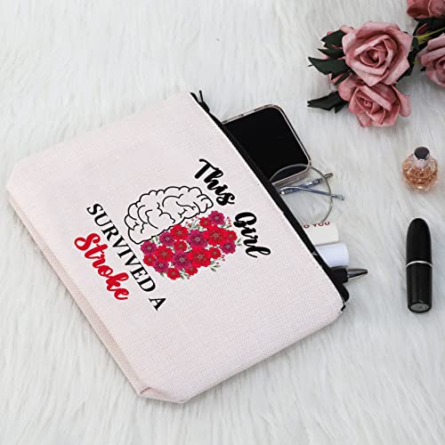 G2TUP Stoke Awareness Gift This Girl Survived A Stroke Makeup Bag Stroke Survivor Cosmetic Bag Stroke Warrior Gift Zipper Travel Bag (Survived A Stroke MB)