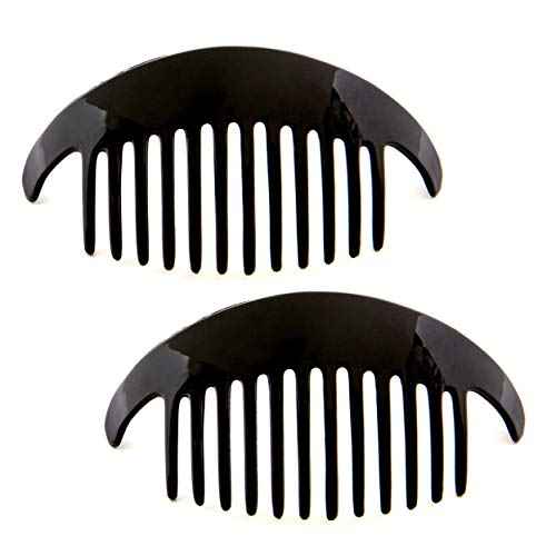 Camila Paris CP2872/2 French Hair Side Combs, Black Interlocking Combs French Twist Hair Combs, Strong Hold Hair Clips for Women Bun Chignon Up-Do, Styling Girls Hair Accessories, Made in France