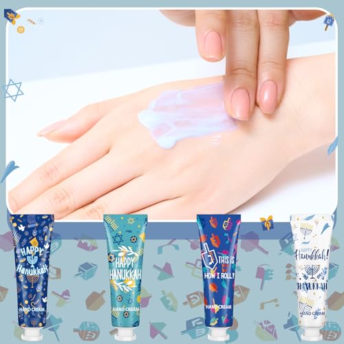32 Pcs Hanukkah Hand Cream Gifts Set Hand Lotion Travel Proper Size Bulk for Women Hanukkah Mini Cremas Para Manos for Moisturizer Cream for Chanukah Advent Party Gifts