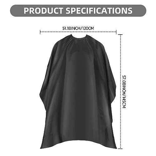 Professional Hair Cutting Cape with Adjustable Snap Closure, Salon Barber Cape,Waterproof Hairdressing Salon Cape - 57" x 51"(Black)