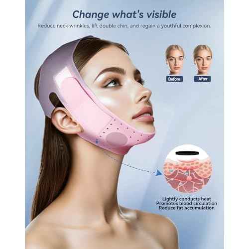 V-Line Sculpting Face Mask ? Silicone Chin Strap for Jawline Tightening & Double Chin Reduction (23-27 Inches) (BLUSH)