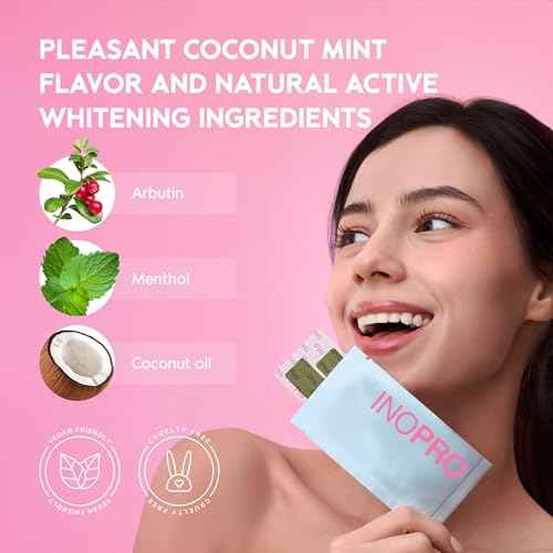 InoPro Teeth Whitening Strips 14 Treatments Kit - Teeth Whitener, Peroxide Free, Green White Strips for Teeth Whitening with Arbutin, Coconut Oil, Deep Stains Removal (28 Strips)