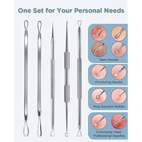 BESTOPE Blackhead Remover Blackhead Removal Pimple Comedone Extractor Tool - Treatment for Blemish Whitehead Popping Zit Removing with Metal Case (Silver)