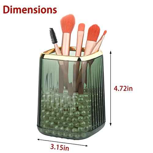 Gold Clear Makeup Brush Holder, Vintage Cosmetic Beauty Organizers Cup for Vanity, Lip Pencil Holder Vintage Lipstick Holder - Green