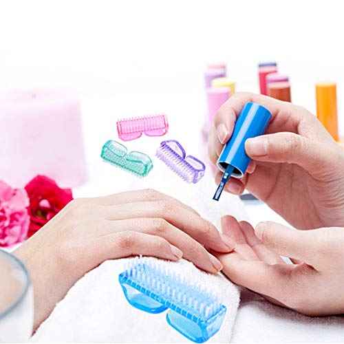 6 Pack Handle Grip Nail Cleaning Brush, Qeedy Fingernail Brush Cleaner Scrub Brush Kit for Toes Shower and Women & Men & Kids (Color A)