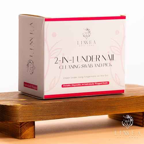 LINNEA Under Nail Cleaning Swab & Picks, 2-in-1 Disposable Nail Cleaner, 60 Individually Wrapped, Pre-Soaked in 70% Isopropyl Alcohol, Fingernail Cleaning Tool for Hygiene & Nail Care