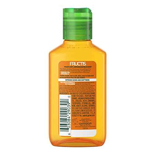 Garnier Fructis Sleek & Shine Moroccan Sleek Smoothing Oil for Frizzy, Dry Hair, Argan Oil, 3.75 Fl Oz, 1 Count (Packaging May Vary)