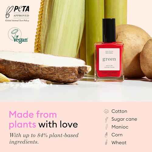 Manucurist Green Nail Polish Bois de Rose - Dusty Pink Nail Polish - 9-Free, Plant-Based and Vegan - Manicure - Made in France - 0.5 fl oz
