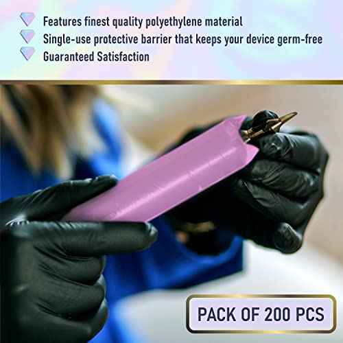 BRAWNA 220 Pack PMU Machine Pen Covers - Microneedling Machine Cover - PMU Supplies - Color - Pink