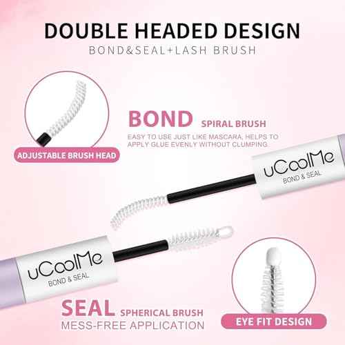 Lash Bond and Seal uCoolMe Waterproof for Lash Clusters 144Hours Super Hold Long-Lasting Non-Irritating Eyelash Glue for DIY at Home(White Bond,10ML)