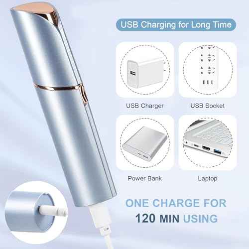 Facial Hair Removal for Women, Electric Painless Facial Hair Remover for Face, Lip, Chin with USB Rechargeable