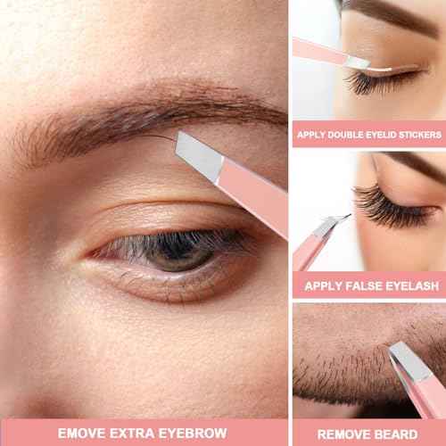 FANDAMEI Eyebrow Kit with Leather Case - Eyebrow Scissors, Tweezers, Razor, Brush for Women & Men - Facial Hair & Ingrown Hair Removal