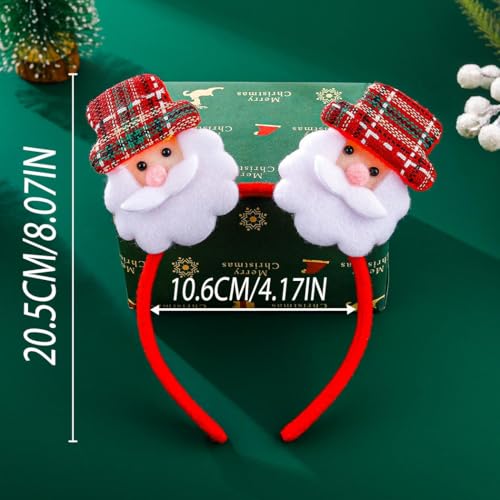 Light up Christmas Headbands Sparking Santa Claus Head Bands Red Hat Bow Knot Snowmen Hair Accessories for Women (C-Santa Claus)