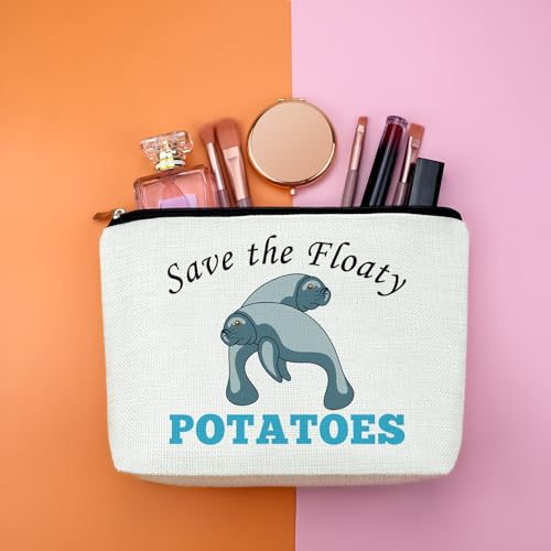 Funny Manatee Gift Manatee Lover Gift for Women Manatee Makeup Bag Sea Animal Lover Gift Friendship Gifts for Manatee Mom Friends Birthday Christmas Gift for Sister Besties Travel Cosmetic Pouch