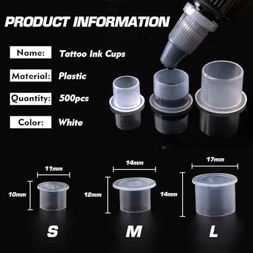 1000Pcs Tattoo Ink Caps Cups - Rayyl Tattoo Ink Cups with Base #14mm Clear Plastic Pigment Cups Disposable Tattoo Ink Caps Cups Container Cups for Tattoo Ink and Pigment... (1000pcs-14mm)