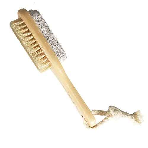 1pc Callus Corn Foot File Remover Pumice Stone Brush Foot Scrubber Exfoliator Double Side with Pumice Stone and Bristle Brush Heel Scraper Pedicure File Removes Dead Skin for Men Women