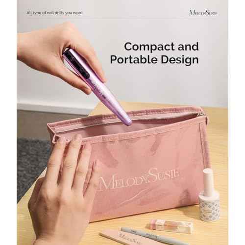 MelodySusie Cordless Nail Drill, PC180F Rechargeable 25,000RPM Eletric Nail File with Nail Drill Bits, Sanding Bands for Beginners