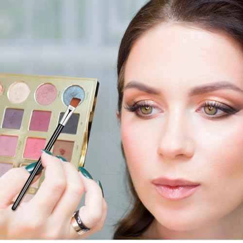 100 PCS Angled Eyebrow Brushes, Fine Angled Eyeliner Brush, Disposable Eyebrow Tint Brush, Eye Shadow Applicator Sticks Eye Brow Concealer Brushes for Beauty Cosmetic Make up Tool