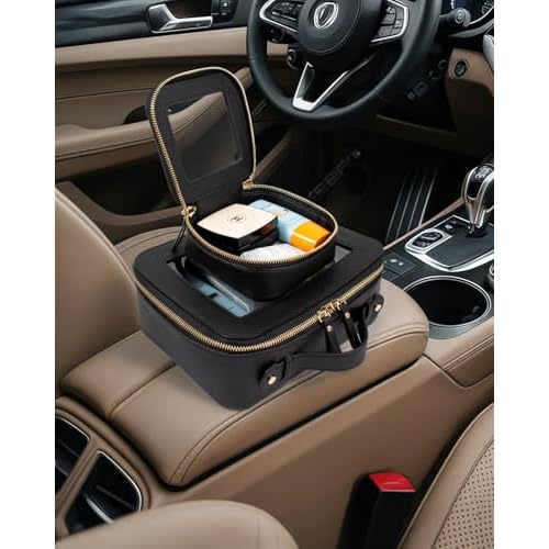 LETGO Clear Makeup Bags Set - TSA Approved Toiletry Bag with Handle Large Opening, Clear Toiletry Bags Case Pouch for Traveling Travel Car Orangizer Storage Essentials (Mini+Large Black)