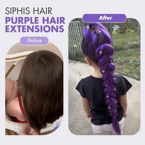 26 inch Long Purple Braiding Hair Pre Stretched Synthetic Braiding hair Extensions for Braids, Purple Hair Extensions for Stage Party Halloween Costume Cosplay