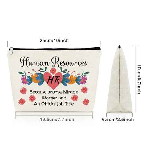 Sazuwu Human Resources Makeup Bag Thank You Gifts for Hr Worker Office Accessories Gifts for Women Cosmetic Organizer Bag Travel Employee Coworkers Christmas Birthday Retirement Present