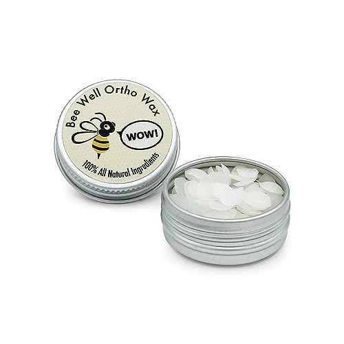 Bee Well Ortho Wax Pure | All Natural Extra Firm Braces Wax | Protect, Prevent & Relieve Orthodontic Braces Discomfort & Mouth Pain | Aluminum Jar | 75 Pieces of Wax for Braces