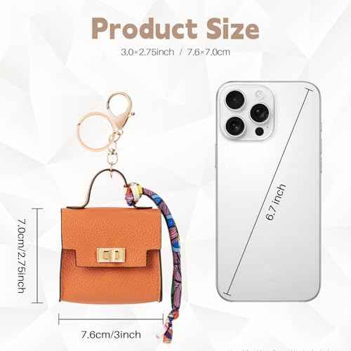 2 PACK Mini Backpack Keychain, Cute Cosmetic Bag for Purse with Wrist Strap, PU Leather Makeup Bag Headphone Pouch for Girls Women, Birthday/Party/Christmas Gifts (Ladder)