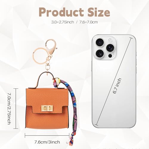 2 PACK Mini Backpack Keychain, Cute Cosmetic Bag for Purse with Wrist Strap, PU Leather Makeup Bag Headphone Pouch for Girls Women, Birthday/Party/Christmas Gifts (Ladder)