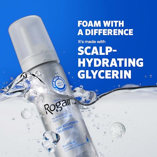 Rogaine Men¡¯s 5% Minoxidil Foam Hair Regrowth Treatment, FDA Approved Brand, Proven to Improve Hair Regrowth, Extra Strength Minoxidil Foam, Unscented Aerosol, 4 Month Supply (4 x 2.11 oz Cans)