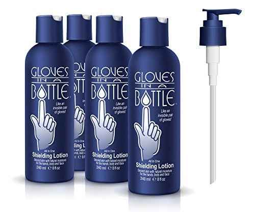 Gloves In A Bottle 4-Pack Shielding Lotion - Great for Dry Itchy Skin! Grease-less and Fragrance Free! (8oz-240ml)