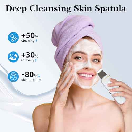 GUGUG Skin Scrubber Face Spatula Skin Spatula Pore Cleaner Blackhead Remover Tools for Facial Deep Cleansing-4 Modes -White