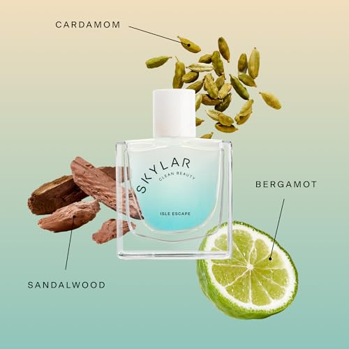 Skylar Isle Escape Eau de Parfum - Hypoallergenic & Clean Perfume for Women & Men, Vegan & Safe for Sensitive Skin - Fresh Perfume with Notes of Bergamot, Cardamom & Sandalwood - 50mL /1.7 Fl oz