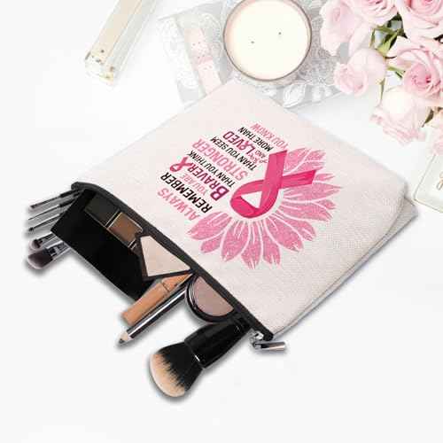 Breast Cancer Gifts for Women, Breast Cancer Survivor Gifts for Woman, Breast Cancer Awareness Accessories Gift Bags, Get Well Gifts for Women Makeup Cosmetic Bag Pouch