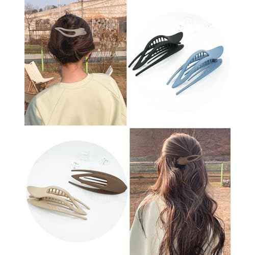 6 Pcs Large French Style Curved Claw Clips, 5" Strong Hold No-Slip Grip Duckbill Hair Clamps for Thick Hair, Neutral Color for Women and Girls