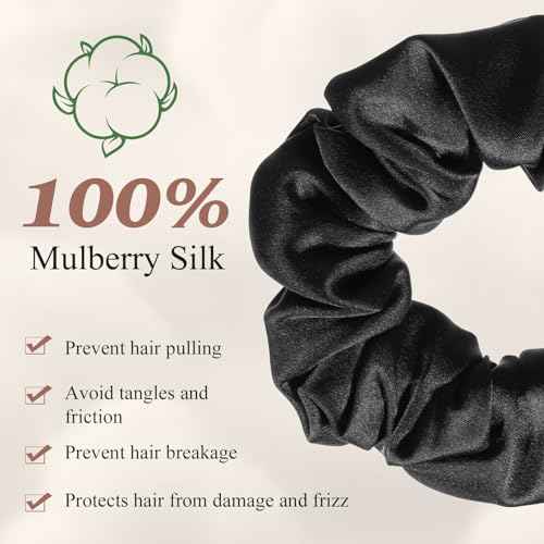 4 Pack 100% Mulberry Silk Scrunchies, Soft Silk Hair Ties for Hair No Damag Scrunchies Christmas Stocking Stuffers Gifts for Women Girls